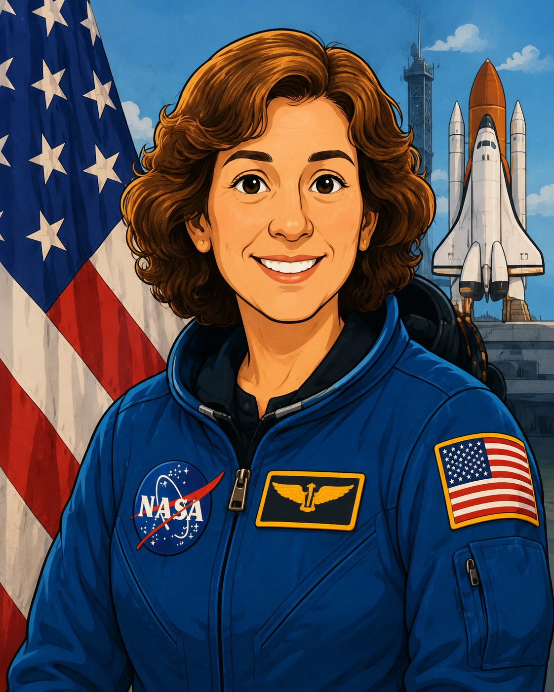 Avatar illustration of Ellen Ochoa for the Her Future STEM Spotlight profile.